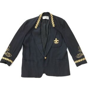 Vintage Black Fleur De Lis Mardi Gras Blazer with Gold Embroidery - S / SP